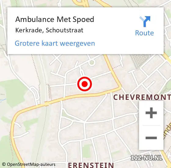 Locatie op kaart van de 112 melding: Ambulance Met Spoed Naar Kerkrade, Schoutstraat op 7 januari 2015 10:13