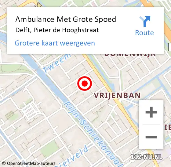 Locatie op kaart van de 112 melding: Ambulance Met Grote Spoed Naar Delft, Pieter de Hooghstraat op 7 januari 2015 10:33