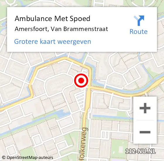 Locatie op kaart van de 112 melding: Ambulance Met Spoed Naar Amersfoort, Van Brammenstraat op 7 januari 2015 10:50