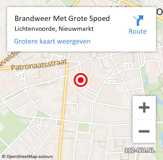 Locatie op kaart van de 112 melding: Brandweer Met Grote Spoed Naar Lichtenvoorde, Nieuwmarkt op 7 januari 2015 11:12