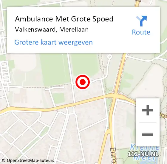 Locatie op kaart van de 112 melding: Ambulance Met Grote Spoed Naar Valkenswaard, Merellaan op 7 januari 2015 11:12