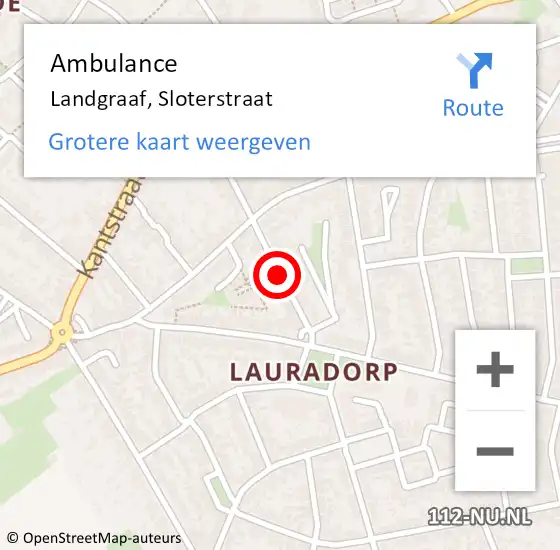 Locatie op kaart van de 112 melding: Ambulance Landgraaf, Sloterstraat op 7 januari 2015 12:18