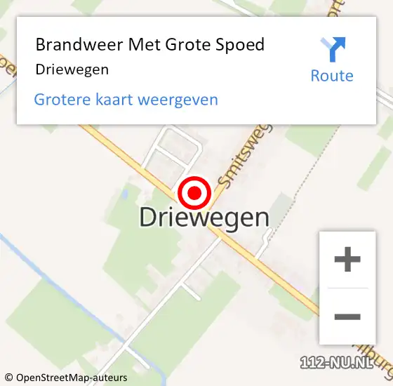 Locatie op kaart van de 112 melding: Brandweer Met Grote Spoed Naar Driewegen op 7 januari 2015 12:25