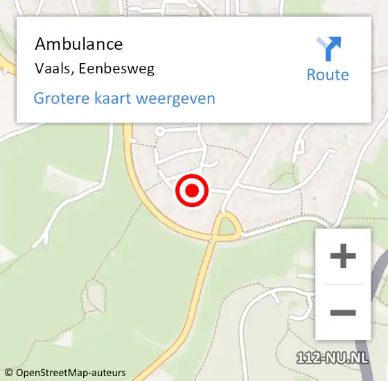 Locatie op kaart van de 112 melding: Ambulance Vaals, Eenbesweg op 7 januari 2015 12:36