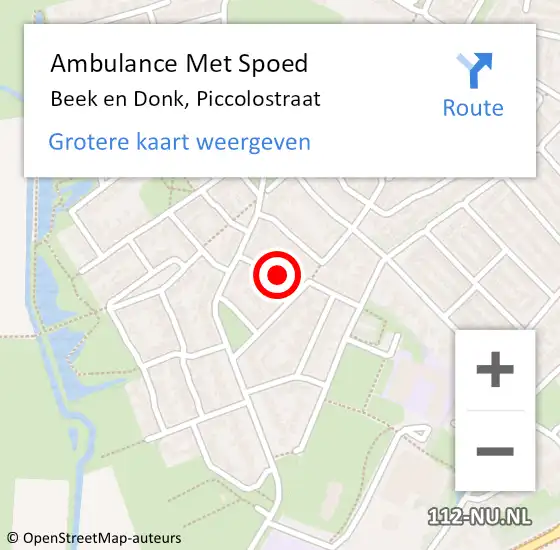 Locatie op kaart van de 112 melding: Ambulance Met Spoed Naar Beek en Donk, Piccolostraat op 7 januari 2015 12:37