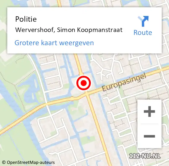 Locatie op kaart van de 112 melding: Politie Wervershoof, Simon Koopmanstraat op 7 januari 2015 13:43