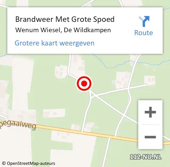 Locatie op kaart van de 112 melding: Brandweer Met Grote Spoed Naar Wenum Wiesel, De Wildkampen op 7 januari 2015 14:07