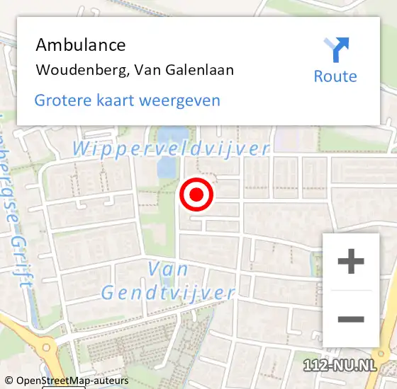 Locatie op kaart van de 112 melding: Ambulance Woudenberg, Van Galenlaan op 7 januari 2015 14:29