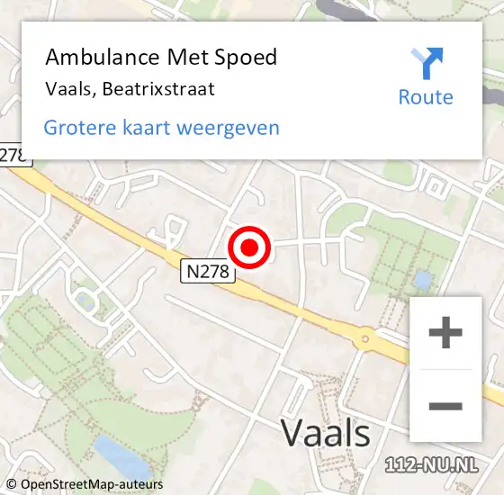 Locatie op kaart van de 112 melding: Ambulance Met Spoed Naar Vaals, Beatrixstraat op 7 januari 2015 14:38