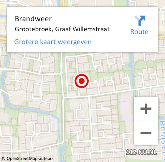 Locatie op kaart van de 112 melding: Brandweer Grootebroek, Graaf Willemstraat op 7 januari 2015 15:17