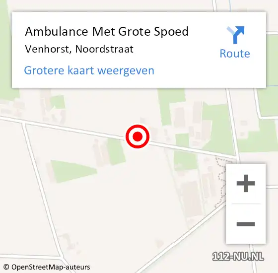 Locatie op kaart van de 112 melding: Ambulance Met Grote Spoed Naar Venhorst, Noordstraat op 7 januari 2015 15:35