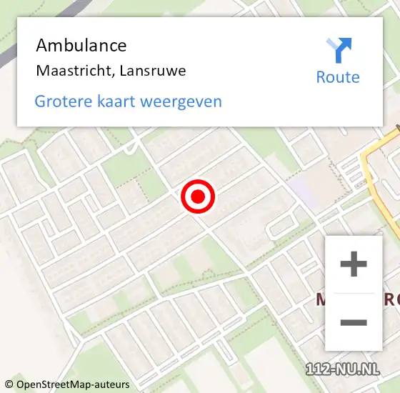 Locatie op kaart van de 112 melding: Ambulance Maastricht, Lansruwe op 7 januari 2015 15:35