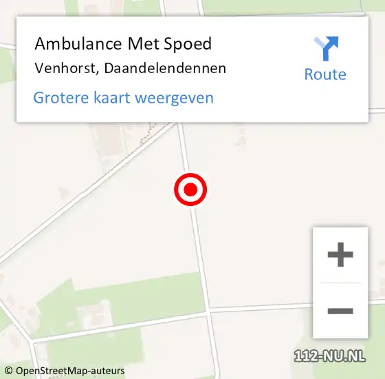 Locatie op kaart van de 112 melding: Ambulance Met Spoed Naar Venhorst, Daandelendennen op 7 januari 2015 15:52