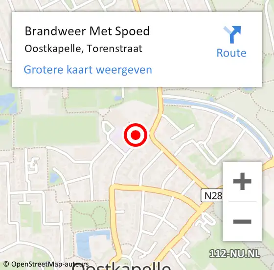 Locatie op kaart van de 112 melding: Brandweer Met Spoed Naar Oostkapelle, Torenstraat op 7 januari 2015 16:50