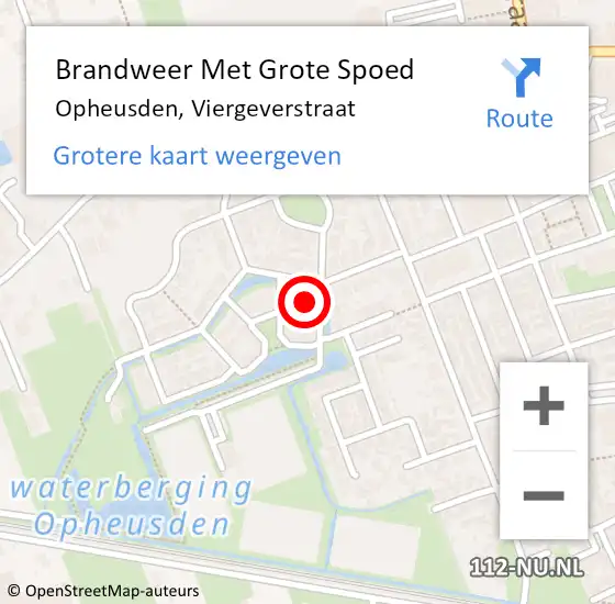 Locatie op kaart van de 112 melding: Brandweer Met Grote Spoed Naar Opheusden, Viergeverstraat op 7 januari 2015 17:01