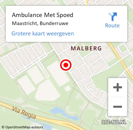Locatie op kaart van de 112 melding: Ambulance Met Spoed Naar Maastricht, Bunderruwe op 7 januari 2015 17:20