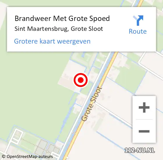 Locatie op kaart van de 112 melding: Brandweer Met Grote Spoed Naar Sint Maartensbrug, Grote Sloot op 7 januari 2015 17:20