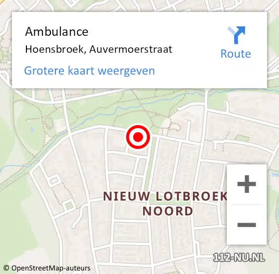 Locatie op kaart van de 112 melding: Ambulance Hoensbroek, Auvermoerstraat op 7 januari 2015 17:59