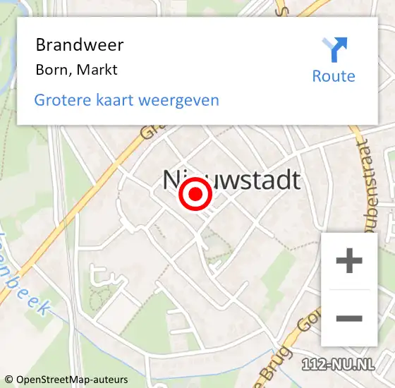 Locatie op kaart van de 112 melding: Brandweer Born, Markt op 26 oktober 2013 23:25