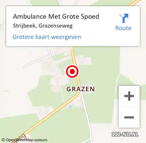 Locatie op kaart van de 112 melding: Ambulance Met Grote Spoed Naar Strijbeek, Grazenseweg op 26 oktober 2013 23:25