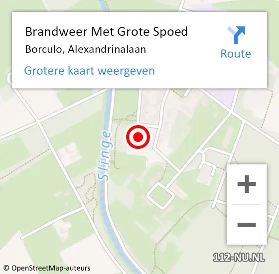 Locatie op kaart van de 112 melding: Brandweer Met Grote Spoed Naar Borculo, Alexandrinalaan op 7 januari 2015 18:09