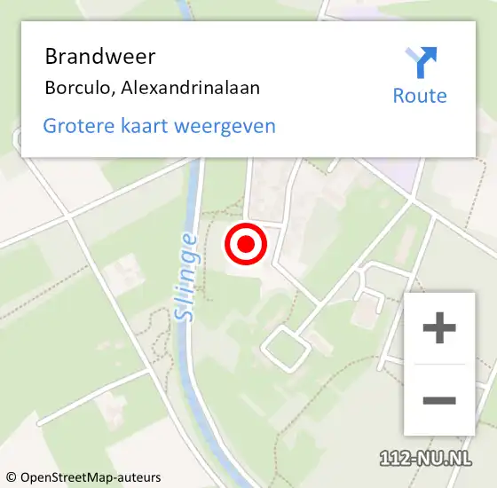 Locatie op kaart van de 112 melding: Brandweer Borculo, Alexandrinalaan op 7 januari 2015 18:11