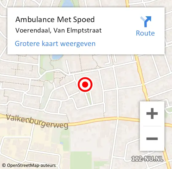 Locatie op kaart van de 112 melding: Ambulance Met Spoed Naar Voerendaal, Van Elmptstraat op 7 januari 2015 18:34