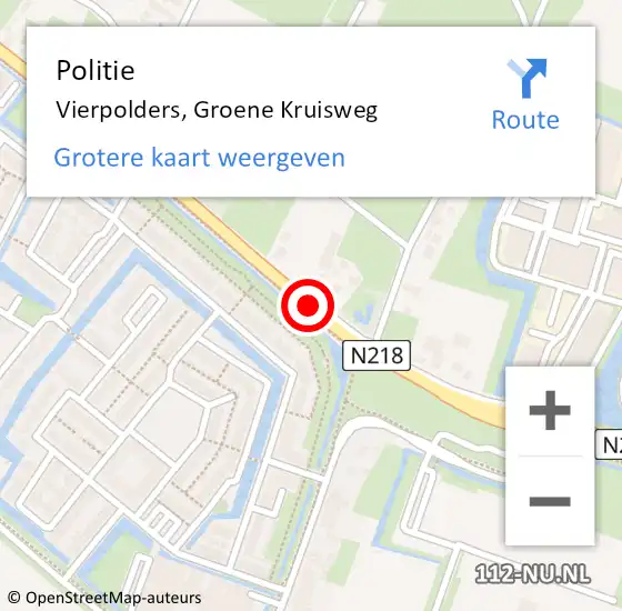 Locatie op kaart van de 112 melding: Politie Vierpolders, Groene Kruisweg op 7 januari 2015 18:37