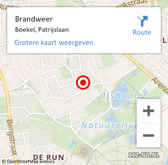 Locatie op kaart van de 112 melding: Brandweer Boekel, Patrijslaan op 7 januari 2015 19:22