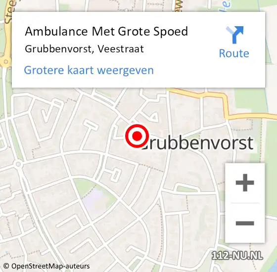 Locatie op kaart van de 112 melding: Ambulance Met Grote Spoed Naar Grubbenvorst, Veestraat op 7 januari 2015 20:07