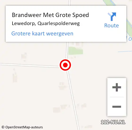 Locatie op kaart van de 112 melding: Brandweer Met Grote Spoed Naar Lewedorp, Quarlespolderweg op 7 januari 2015 20:31