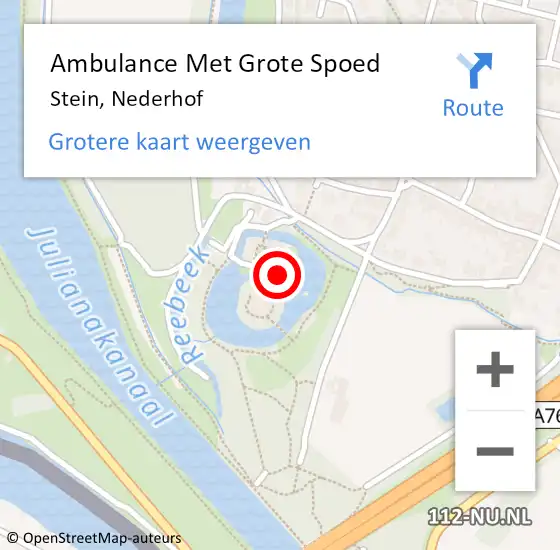 Locatie op kaart van de 112 melding: Ambulance Met Grote Spoed Naar Stein, Nederhof op 7 januari 2015 21:06