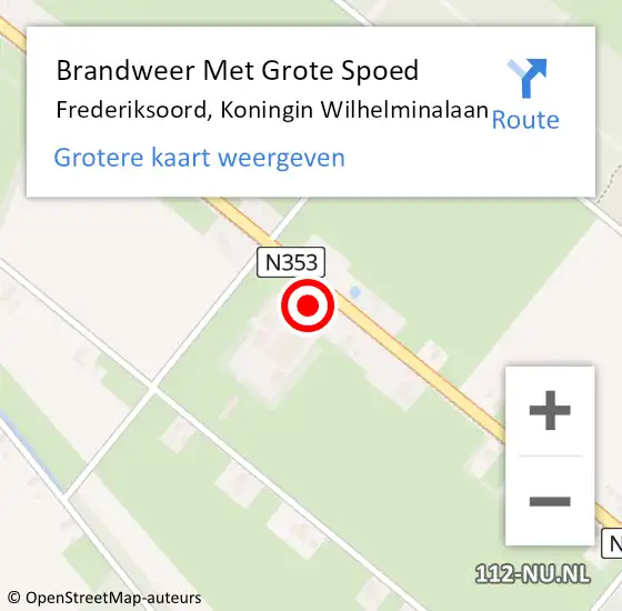 Locatie op kaart van de 112 melding: Brandweer Met Grote Spoed Naar Frederiksoord, Koningin Wilhelminalaan op 7 januari 2015 21:25