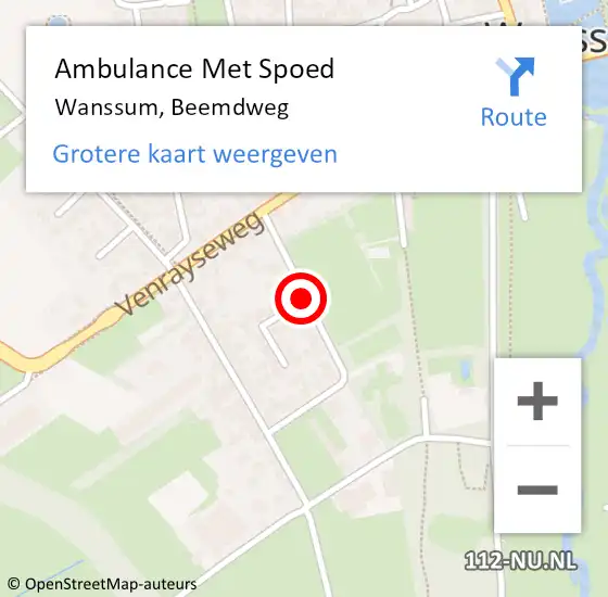 Locatie op kaart van de 112 melding: Ambulance Met Spoed Naar Wanssum, Beemdweg op 26 oktober 2013 23:55