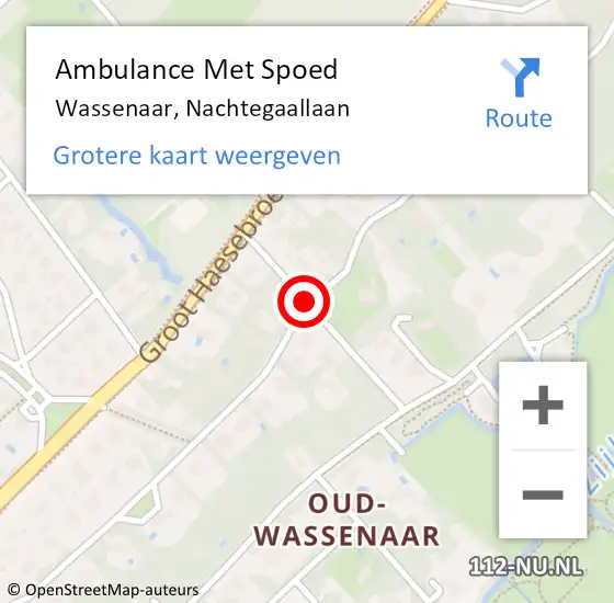 Locatie op kaart van de 112 melding: Ambulance Met Spoed Naar Wassenaar, Nachtegaallaan op 7 januari 2015 22:43
