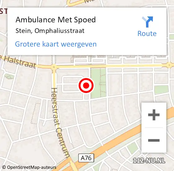 Locatie op kaart van de 112 melding: Ambulance Met Spoed Naar Stein, Omphaliusstraat op 8 januari 2015 00:05