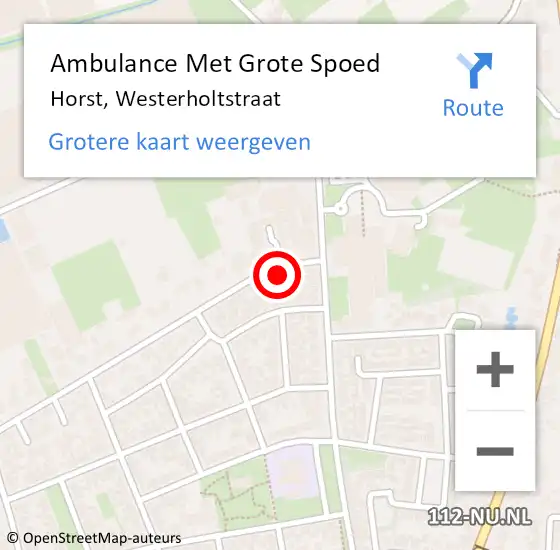 Locatie op kaart van de 112 melding: Ambulance Met Grote Spoed Naar Horst, Westerholtstraat op 27 oktober 2013 00:11