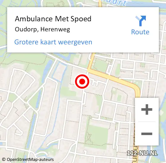 Locatie op kaart van de 112 melding: Ambulance Met Spoed Naar Oudorp, Herenweg op 8 januari 2015 00:51