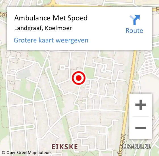 Locatie op kaart van de 112 melding: Ambulance Met Spoed Naar Landgraaf, Koelmoer op 8 januari 2015 01:07