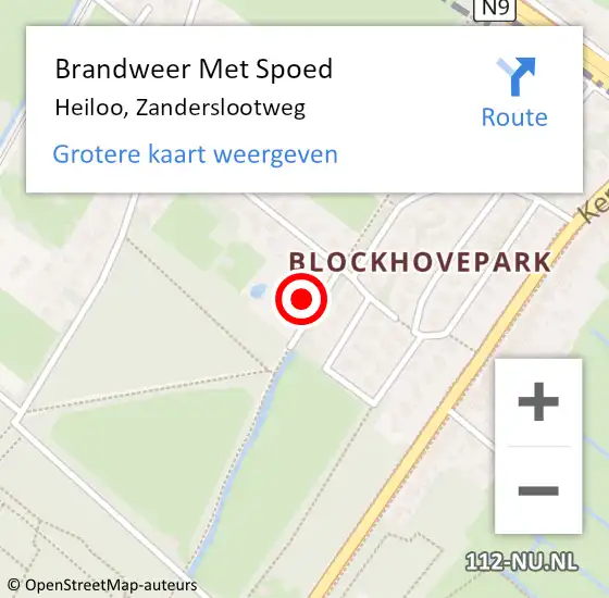 Locatie op kaart van de 112 melding: Brandweer Met Spoed Naar Heiloo, Zanderslootweg op 10 september 2013 20:10