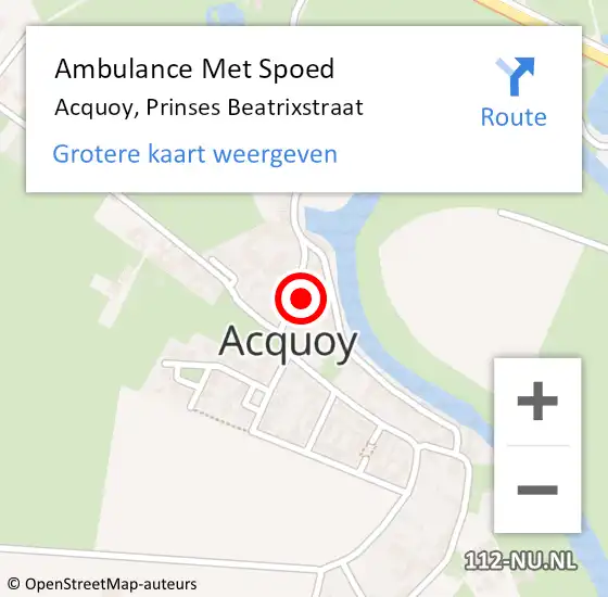 Locatie op kaart van de 112 melding: Ambulance Met Spoed Naar Acquoy, Prinses Beatrixstraat op 8 januari 2015 01:12