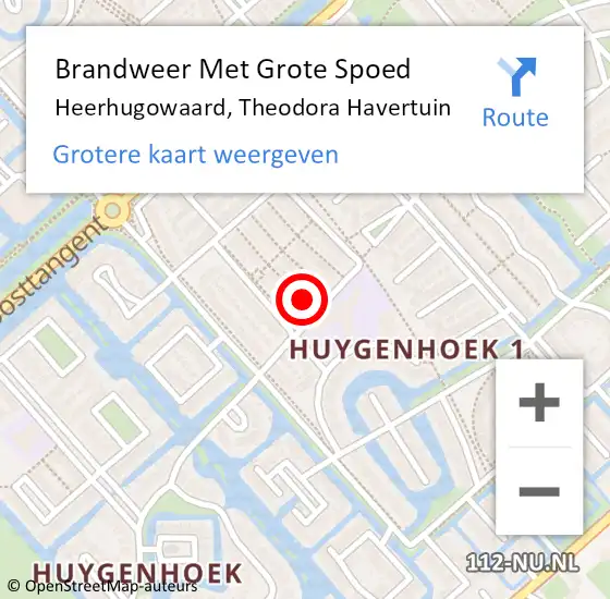 Locatie op kaart van de 112 melding: Brandweer Met Grote Spoed Naar Heerhugowaard, Theodora Havertuin op 8 januari 2015 01:46