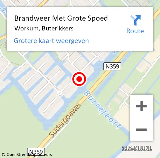 Locatie op kaart van de 112 melding: Brandweer Met Grote Spoed Naar Workum, Buterikkers op 8 januari 2015 01:57