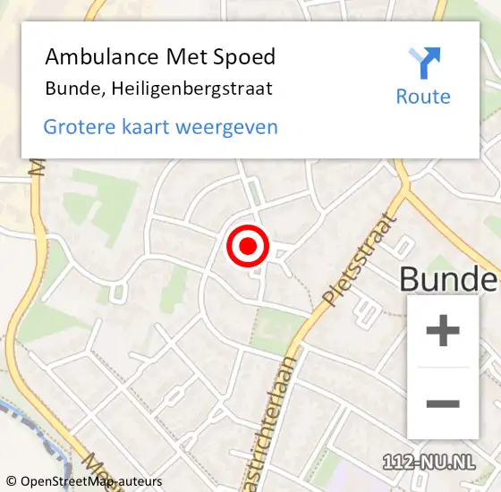 Locatie op kaart van de 112 melding: Ambulance Met Spoed Naar Bunde, Heiligenbergstraat op 8 januari 2015 02:17