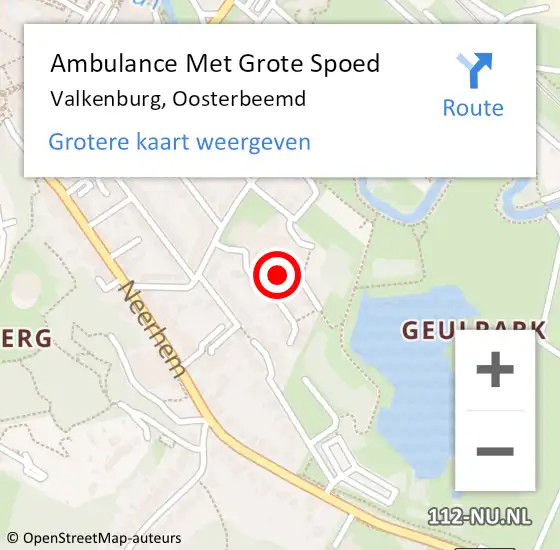 Locatie op kaart van de 112 melding: Ambulance Met Grote Spoed Naar Valkenburg, Oosterbeemd op 8 januari 2015 05:14