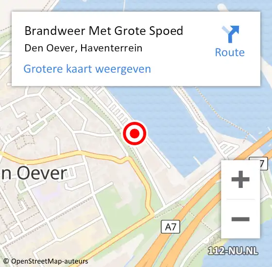 Locatie op kaart van de 112 melding: Brandweer Met Grote Spoed Naar Den Oever, Haventerrein op 8 januari 2015 06:35