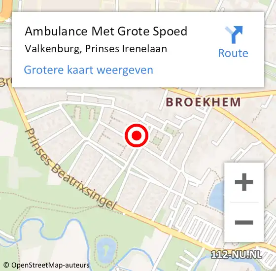 Locatie op kaart van de 112 melding: Ambulance Met Grote Spoed Naar Valkenburg, Prinses Irenelaan op 8 januari 2015 06:41