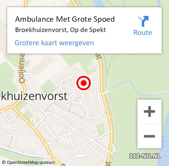 Locatie op kaart van de 112 melding: Ambulance Met Grote Spoed Naar Broekhuizenvorst, Op de Spekt op 8 januari 2015 07:35