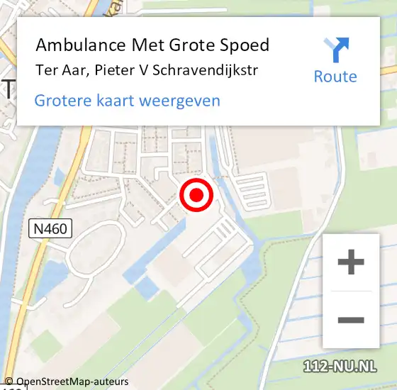 Locatie op kaart van de 112 melding: Ambulance Met Grote Spoed Naar Ter Aar, Pieter V Schravendijkstr op 8 januari 2015 08:01