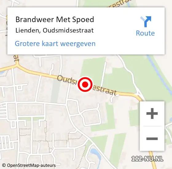 Locatie op kaart van de 112 melding: Brandweer Met Spoed Naar Lienden, Oudsmidsestraat op 27 oktober 2013 00:35